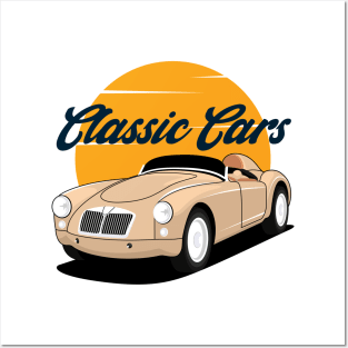 Classic Cars with sunset Posters and Art